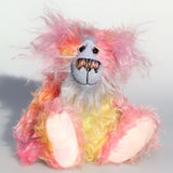 Melly is a beautifully coloured, one of a kind mohair artist teddy bear by Barbara-Ann Bears
