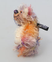 Nugget is a small and colourful one of a kind, mohair artist teddy bear by Barbara-Ann Bears