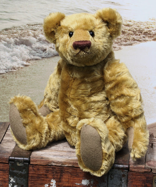 Pendleton is a very sweet and friendly artist teddy bear in gorgeous mohair by Barbara Ann Bears Pendleton is 13 inches (33 cm) tall and is 9.5 inches (24 cm) sitting. Pendleton is a wonderful traditional teddy bear, he has a very calm and sweet demeanour.