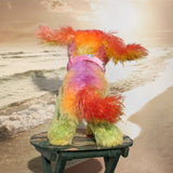Pixie is a friendly and very well behaved, one of a kind, artist teddy dog made from beautifully coloured hand dyed mohair by Barbara-Bears