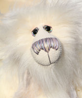Sibelius is a very handsome and cuddly, one of a kind, artist snow bear by Barbara-Ann Bears in wonderfully fluffy mohair and faux fur