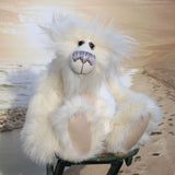 Sibelius is a very handsome and cuddly, one of a kind, artist snow bear by Barbara-Ann Bears in wonderfully fluffy mohair and faux fur
