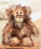 Stripy Pete is a cheerfully comical, one of a kind, mohair artist teddy bear by Barbara-Bears.