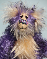 Swizzel, a one of a kind, artist bear in designer fabric and hand dyed mohair by Barbara-Ann Bears