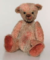 The Frederick Teddy Bear pattern makes a sweet traditional Barbara-Ann Bear about 15 inches (38cm) tall. This one in short hand dyed mohair