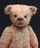 Terry Cotter is a very friendly and cuddly, traditional teddy bear made from fabulously grungy hand dyed mohair by Barbara Ann Bears  Terry Cotter is 15.5 inches (40cm) tall and is 11.5 inches (29cm) sitting.