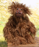 Thingummy Bob is a wild thing, yet a very friendly wild thing, a one of a kind, artist bear by Barbara-Ann Bears in wonderful shaggy mohair, Thingummy Bob stands 10 inches (25 cm) tall and is 7.5 inches (19 cm) sitting. Thingummy Bob is a bear of wonderful woodland colours with the warmest and most loving of personalities.