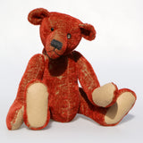 Tobias is a loveable and elegant traditional one of a kind teddy bear made in a beautiful deep red genuine vintage German mohair by Barbara Ann Bears