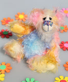 Verity is a sweet and colourful, one of a kind, hand dyed mohair artist bear by Barbara-Ann Bears