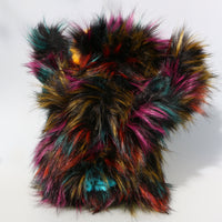 Yolaf Yeti-Boogie, an exceedingly vibrant, happy and colourful, one of a kind, artist yeti-bear in faux fur & mohair by Barbara-Ann Bears Yolaf Yeti-Boogie stands 13.5 inches (34 cm) tall and is 11 inches (28 cm) sitting.