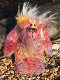 Myfanwy is an endearingly sweet and gentle, beautifully coloured, one of a kind, hand dyed mohair artist bear by Barbara-Ann Bears Myfanwy stands 10 inches( 25 cm) tall and is 7.5 inches (19 cm) sitting.  Myfanwy is a very sweet teddy bear, she is a beautifully coloured bear, like chrysanthemums or anemones, very natural and quite gorgeous